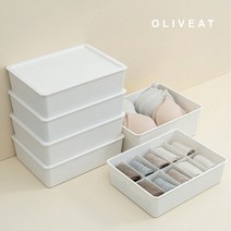 올리브엣 뚜껑 칸막이 플라스틱 속옷정리함 양말정리함 브래지어 서랍 수납 정리, 화이트 10칸, 1개