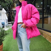 일이오 여성 남자 남녀공용 커플 하이넥 오버핏 숏패딩