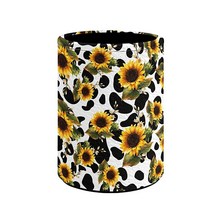 BIGCARJOB Mandala Lotus 펜 홀더 책상용 귀여운 연필 홀더 PU 가죽 메이크업 브러시 홀더 보관 상자 보라색 만다라 연꽃 디자인의 문구류 학교 연필 컵 냄비, Sunflower with cow