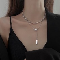 티타늄 스틸 목걸이 레트로 럭키 빈 더블 레이어 쇄골 체인 여성 유럽과 미국 트렌드 추운 바람 목걸이 쥬얼리