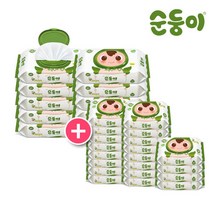 (1+1)순둥이 로하스 캡형 70매 10팩+휴대캡형 20매 20팩(LC-01+cL-com) 생분해물티슈 유아물티슈