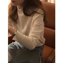 Raw C2022 Winter New Korea 동대문ou * ce Auricularia 레이스 칼라 주름 질감 단색 니트 셔츠