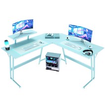 호몰HOMALL L자 코너형 게이밍책상 공부 사무용 책상, 블루