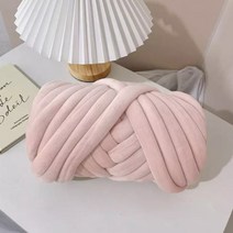 벨벳 자이언트얀 1kg 빅얀 패브릭얀 점보얀 핑거니팅 핸드 손뜨개 가방 방석 뜨개실 아이친구, 피치핑크