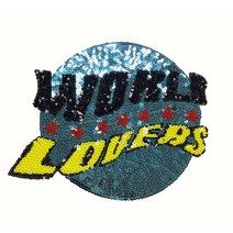 영화사 WORLD LOVERS 월드 러버 레트로 스팽글 와펜, 1개, 옐로우