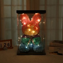 스멜모리 로즈 토끼 플라워 선물 토끼40CM+카드+LED+선물포장, 레드