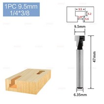 갓다 자동스트리퍼 STONEGO-1/4 "생크 6.35mm 커터 라우터 비트 1 개/3 개 육각 볼트 키 홀 T 슬롯, 02 1PC 9.5mm