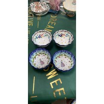 포르투갈그릇 복 갬성캠핑 떡볶이 치즈플레이트 프랑스 영국 폴란드 식빵접시 수입빈티지 독일, 공기 4개