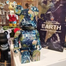 Bear brick 400% 행성 시리즈 달 화성 지구지도 태양계 데스크탑 장식품 컬렉션 인형, Earth 2, 28cm