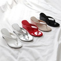 셀러허브 패션 여자 쪼리 메타릭 웨지 은색 슬리퍼