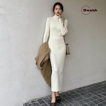 여성 캐주얼 슬림핏 목폴라 니트 롱원피스 8color