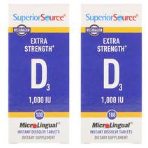 Superior Source Extra Strength 슈프리어 소스 엑스트라 스트렝스 비타민 D3 25mcg 1000 IU 100정 X 2팩, 1개, 기본