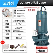 킹마이크로/ 하수펌프 2200w 2인치 32m 분뇨제거 진흙 절단 정화조 바이오 가스 양식장 오수 배출 펌프, 단품