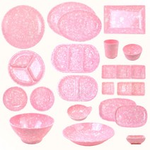 뉴트로 마블 멜라민 분식 그릇 안깨지는 캠핑용 피크닉 접시 면기 핑크 블루 16종 4color, 1. 민찬기, 그린, 1개