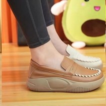 여성용 두꺼운 밑창 캐주얼 슬립온 로퍼 편안한 부드러운 밑창 컬러 블로킹 여성 신발 봄 및 가을