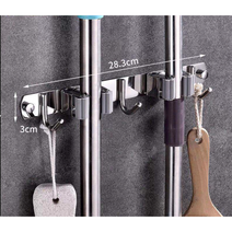끌림홈 스텐 청소도구 정리 걸이 거치대 홀더 밀대 대걸레 막대 마대 욕실 꽂이 물걸레 2구, 2구(접찹제X)
