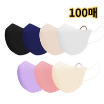 국산 새부리형 귀편한마스크 컬러 패션마스크 숨편한 한지필터 칼라마스크 7color 100매, 블랙 100매