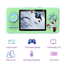 비디오게임기S5 레트로 미니 게임 520 싱글/더블 플레이어 4K HD 스크린 비디오 TV 프로젝터 콘솔용 핸드, 한개옵션1, 02 Green Single