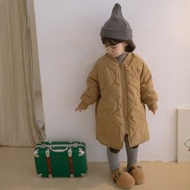 롱깔깔이세트 유아 두돌아기옷 퀼팅 레트로패딩 경량누빔 아동바람막이 오버핏코트