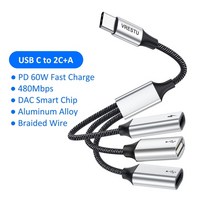 c타입멀티허브 usb 맥북 유전원 usb-c 3.0 포트 확장 허브 3 in 1 c to dual c type c otg 어댑터 케이블 3 데이터 pd60w 충전 분배기 71, 하얀