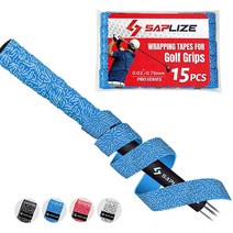 SAPLIZE 골프 그립 래핑 테이프 15개 점착성 PU 오버그립 테이프, Blue Mazes, 15PCS