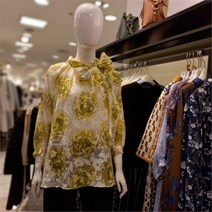 블루페페 NC14 리본 퍼프소매 블라우스 P212MSC002YE