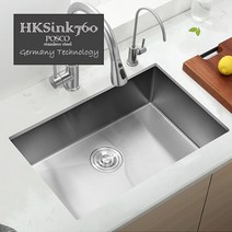 [레아인] HKSink760 프리미엄 핸드메이드 사각싱크볼 소음방지 습기방지 세계최고품질 상판두께 3mm (POSCO304스틸)