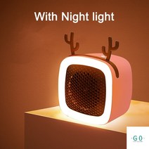 샤오미 전기 히터 공간 팬 휴대용 책상 공기 난방 순환 타워형 룸 조절, 한국, Pink With lamp