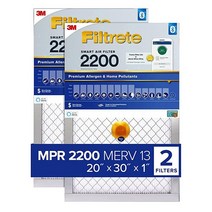 Filtrete 20x30x1 스마트 보충 에어컨 히터 에어 필터 MPR 2200 프리미엄 알레르기 유발 항원 및 가정 오염 물질 2팩 (정확한 치수 50.9 x 75.9 x