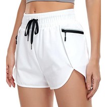 Oalka 여성용 퀵 드라이 러닝 반바지 안감 운동 반바지 포켓 포함 블랙. Medium