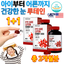 식약처인증 미국직수입 눈이 침침 뻑뻑할때 공부할때 먹는 젤리 어린이 유아 청소년 초등학생 고시생 고3 수험생 직장인 어른 노인 온가족 약국 홈쇼핑 루테인 꾸미 영양제 약 2개월분, 90구미 x 2통