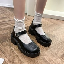 브랜드없음 여성용 둥근코 통굽 펌프스 메리제인 패션로퍼