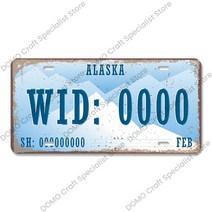 자전거번호판 미국 빈티지 자동차 번호판 금속 주석 사인 알래스카 캔자스 마이애미 플라크 레트로 벽 차, 28 28_01 15x30cm