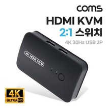[TB586] Coms HDMI KVM 스위치 선택기 2:1 PC 2대연결 USB 3포트 주변장치연결 원거리 조작
