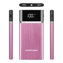 Unbranded Superslim 휴대용 전원 은행 LCD LED 듀얼 USB 배터리 백, Pink