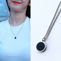 변색안되는 심플 오닉스코인 써지컬스틸 목걸이 / 남녀공용 남자 남성 여자 여성 실버 체인 블랙 원석 원형 학생 핸드메이드 자체제작
