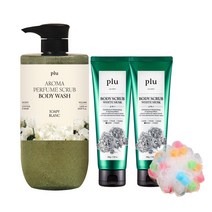플루 오리지널 바디스크럽 200g 2개 + 아로마 퍼퓸 스크럽 바디워시 1000ml 1개 기획세트 996128, 화이트머스크 200g x2개_우디그린 1000ml+샤워