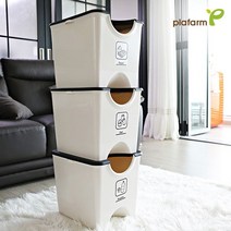 에코 재활용 분리수거함 60리터 3단 4단 대용량, 60L 3단 올블랙