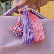 와이트패키지 포장보자기 이바지 색동리본예단함 노리개 추석 고급포장, 핑크 술