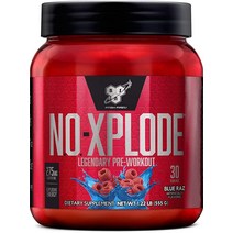BSN 노익스플로드 프리 워크 아웃 파우더 블루 라즈 30회분, 30 Servings (Pack of 1)BSN 10, Blue Raz
