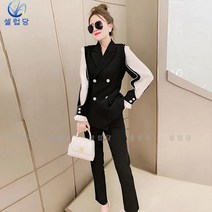 셀럽당 봄가을 정장 오피스룩 여성 스트레이트 팬츠 투피스