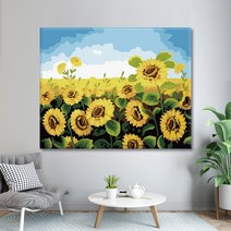 민화 동양화 부처님 모란꽃 새 봄 대형 유화그리기세트, 60x75cm_도구포함, 해바라기