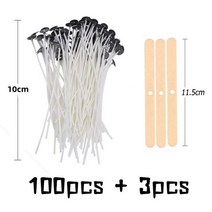 캔들심지 양초 나무 세트 100 + 3 개/대 원래 면화 캔들 위크 무연 꼰 코튼 윅 나무 고정 브래킷 DIY 촛불, 04 10