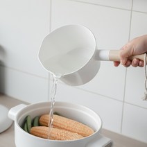 Mswh 심플 다용도 물 우드 손잡이 바가지 1300ml