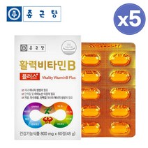 종근당 활력 비타민B 플러스 고농축 고함량 수용성 비타민 비 컴플렉스 비 B 군 영양제, 5개, 60정