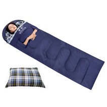 Apnoo 캠핑 겨울침낭 +베개 +압축가방세트, 1.8kg 블루+베개 세트