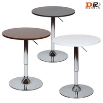 도리퍼니처 메탈 크롬 원형 테이블 / 바텐 아일랜드 테이블 높낮이 조절 높은 업소 회전 식탁, 우드