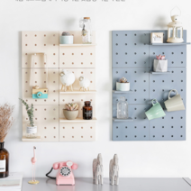 펀칭월 타공판 못없이 걸기 선반 인테리어 진열장 수납장 주방 소품 걸이 화장실 타공보드, 그레이, 22x22 블럭 8EA