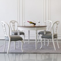 소피아엘렌 릴리 프렌치 엔틱 원형 4인용 식탁 세트 빈티지 화이트