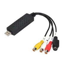 PC DVD 비디오 오디오 변환기 3 RCA HD DVR 캡처 카드에 USB VHS 테이프, 24x2.6x1cm, 블랙, PVC